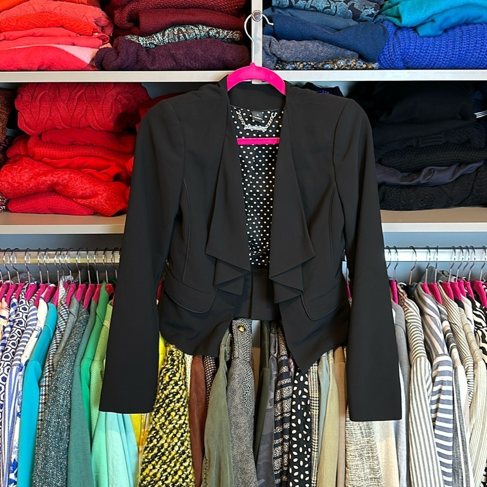 Whbm Black Open Front Blazer Size 2 - image 1